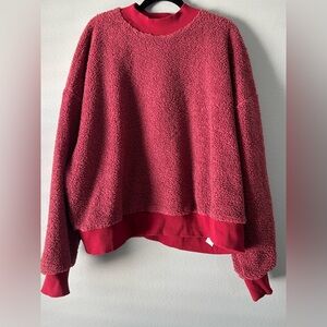 Fabletics Women's Sweatshirt Size 3X Maroon Crew Neck Sherpa Fleece